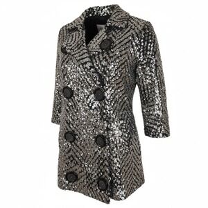 Nic+Zoe Mob Wife Animal Print Brown/Black Peacoat Jacket Medium